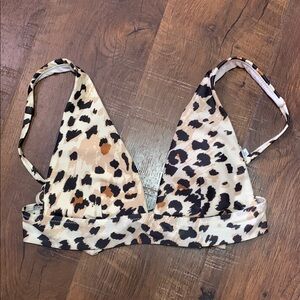 Leopard Print Triangle Bikini Top